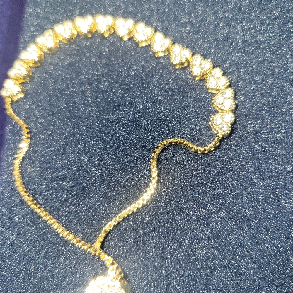 Gorgeous GOLD CZs 💕 Hearts Tennis Bracelet